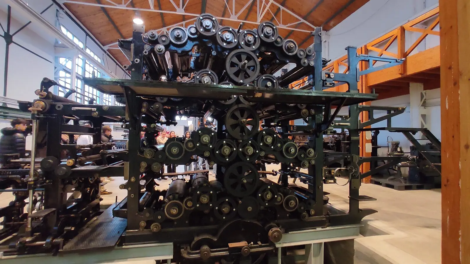 The rotary press of the newspaper Euzkadi, on display in the Orconera building in Lutxana, in the Basque Country.